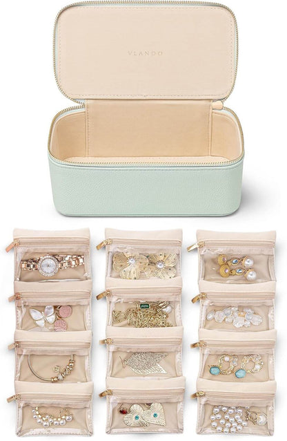 Organizator Elegant Alb Vlando din Piele PU pentru Bijuterii