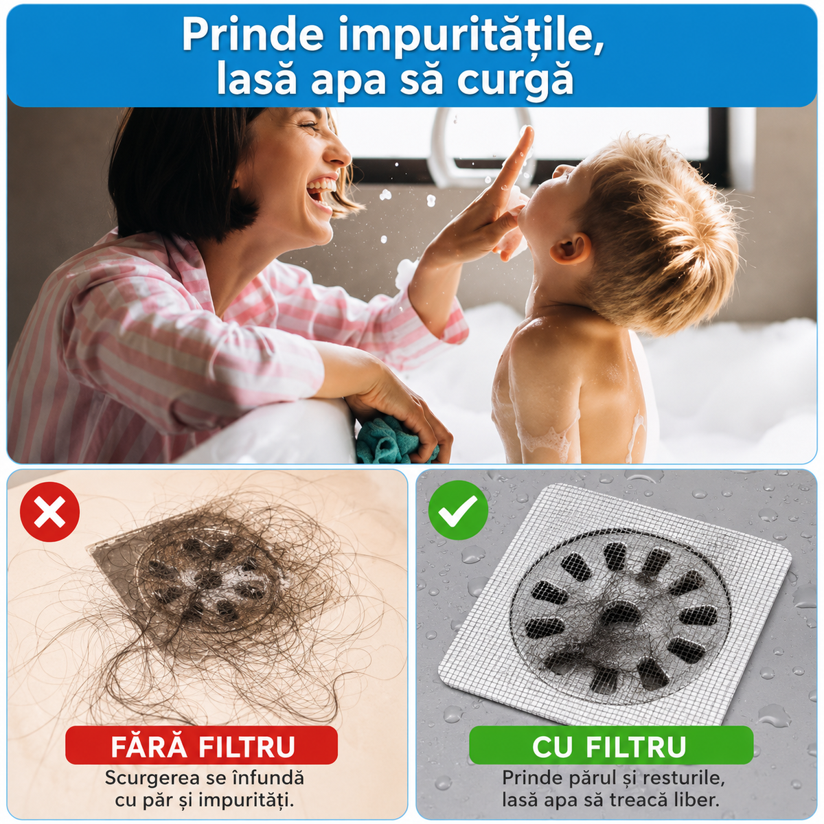 Filtru Adeziv Anti-Păr pentru Scurgere – 30 Bucăți