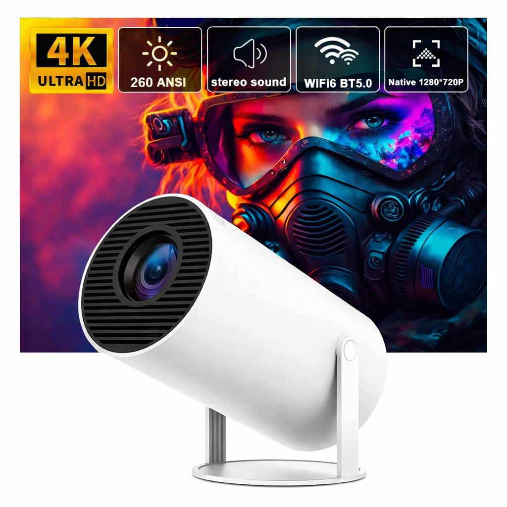 Kopac™ ORIGINAL Video Proiector Portabil Smart 4K Ultra HDWiFi6, Autofocus + 2 ANI GARANTIE 