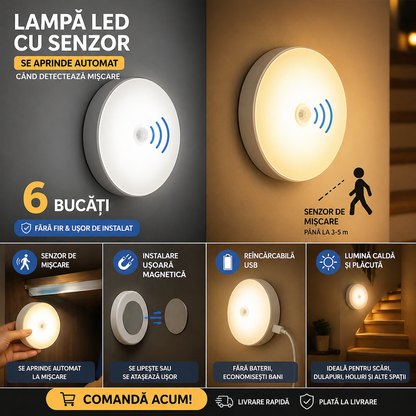 KOPAC™ Lampa LED cu senzori de miscare, incarcare USB, portabila
