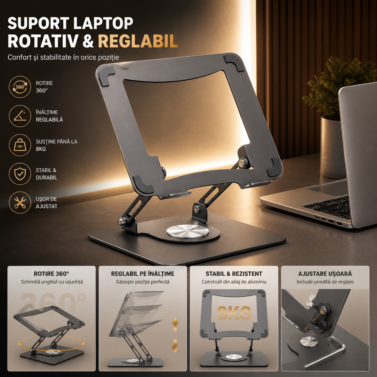 Kopac™ Suport laptop , Rotire 360° 