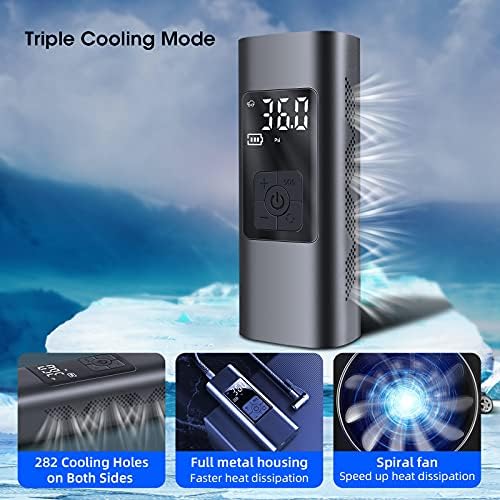 Kopac™ Compresor Auto portabil ,Wireless, 150 PSI, 20 L/min, 3x2000 mAh, Negru