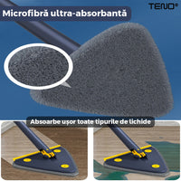 Thumbnail for Kopac™ Mop Triunghiular Rotativ 360° cu Stoarcere, Laveta Microfibra, curatare usoara, Albastru