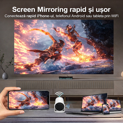 Kopac™ ORIGINAL Video Proiector Portabil Smart 4K Ultra HDWiFi6, Autofocus + 2 ANI GARANTIE 