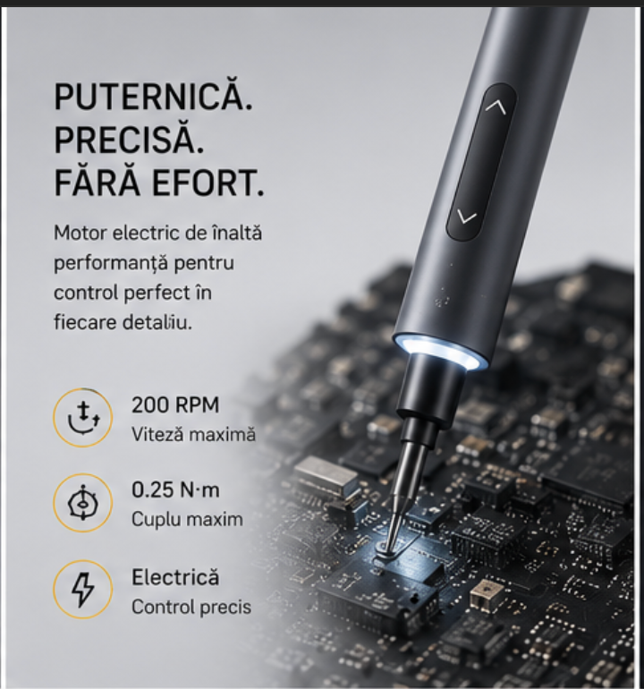 Set surubelnita electrica/manuala Fanttik E1 Max, 200rpm, 50 capete interschimbabile, 350mAh, USB-C, Gri