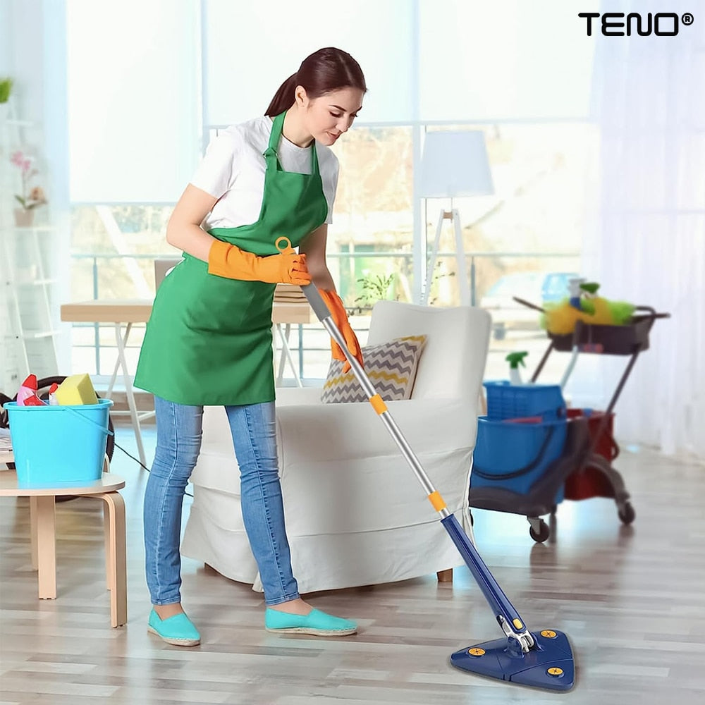 Kopac™ Mop Triunghiular Rotativ 360° cu Stoarcere, Laveta Microfibra, curatare usoara, Albastru