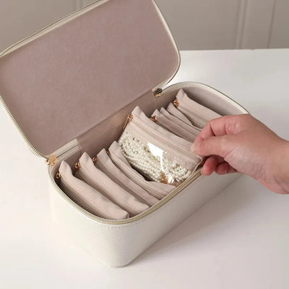 Organizator Elegant Alb Vlando din Piele PU pentru Bijuterii