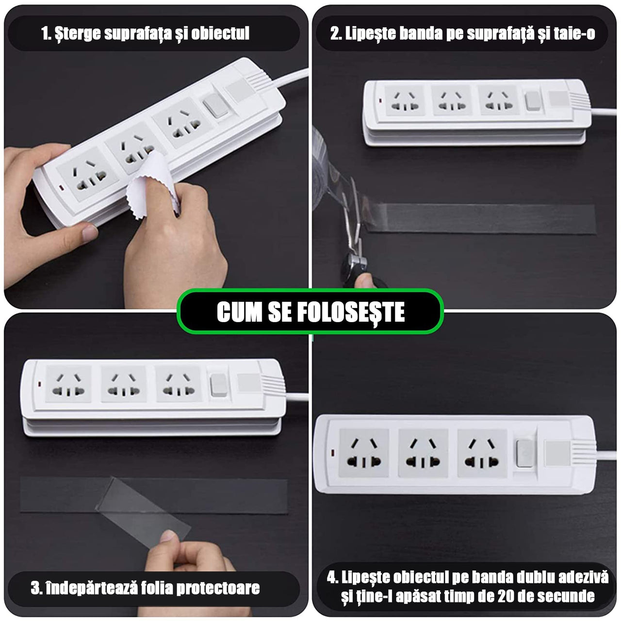 Kopac™ Banda dublu adeziva rezistenta la apa, siliconica, transparenta, latime 3 cm, lungime 3 metri